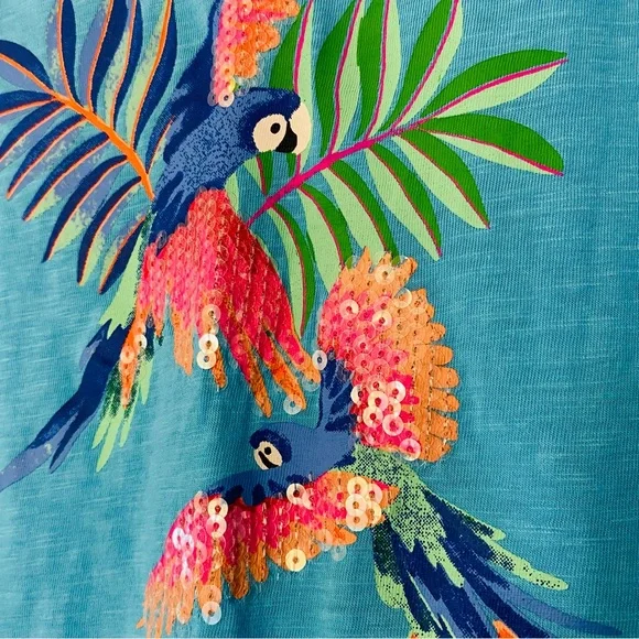 Blue Parrot Embroidered Women's Top - Picture 3 of 4